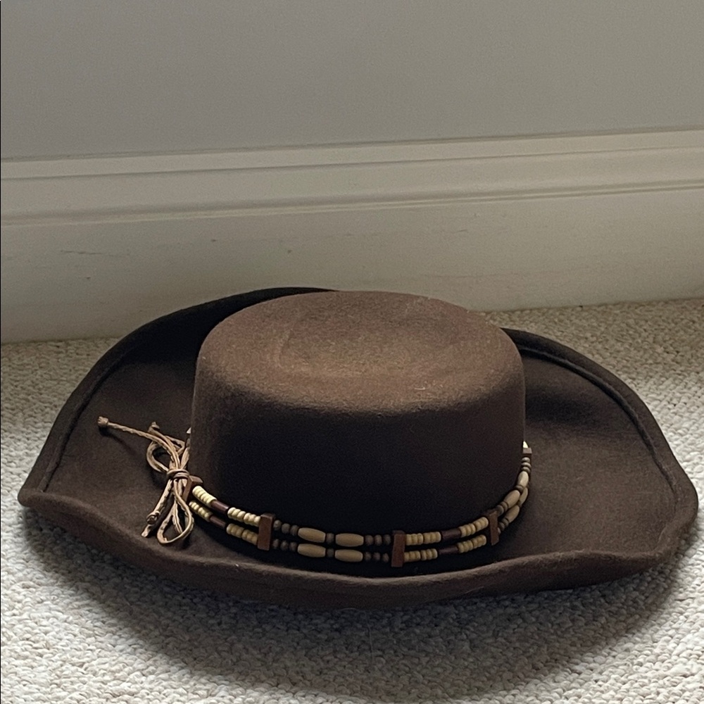 Stylish Kathy Jeanne Brown Cowboy Hat with Beaded Detail